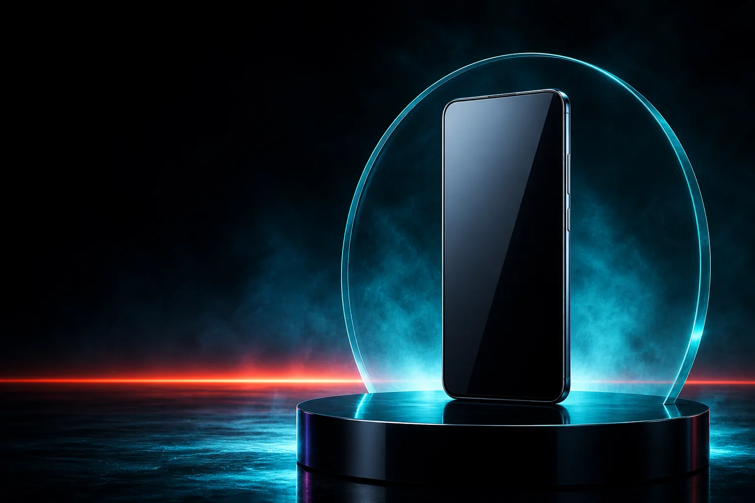 Premium unbranded smartphone displayed on a clean illuminated studio platform